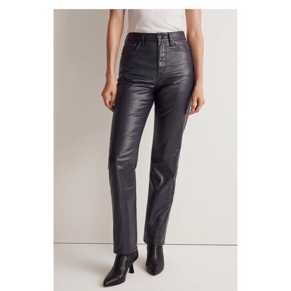 MADEWELL The '90s Straight Jean Size 24 Midnight Blue Foil NWT Rocker Band Retro - Picture 1 of 13